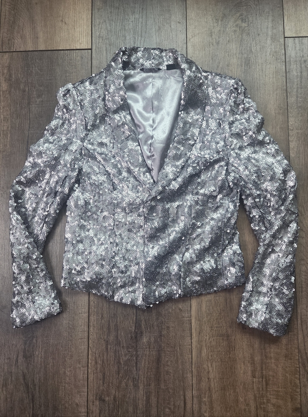 Michael Simon Silver Sequin Blazer Jacket Size Small